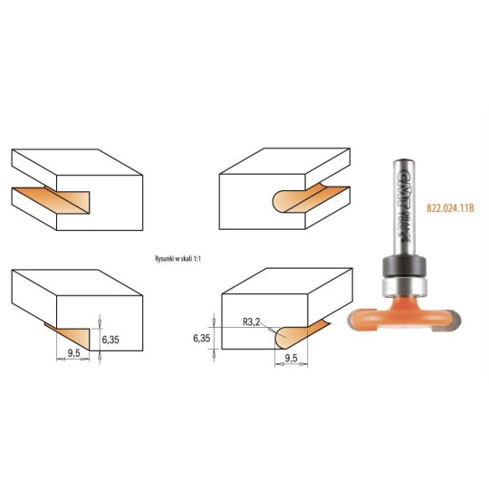 822.024.11B Frez D-31,75 I-6,35 H-9,5 R-3,2 L-47,6 S-6,35 CMT