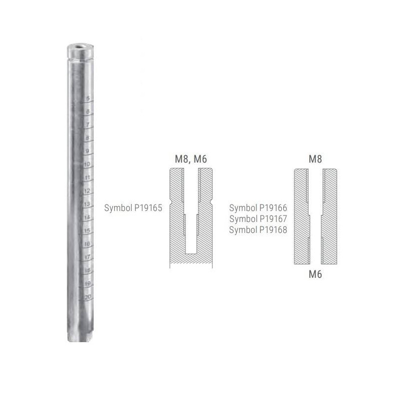 Pręt do stołu spawaliniczego D-16 L-220 gwint M8M6, stal ocynkowana - PIHER P19165