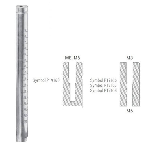 Pręt do stołu spawaliniczego D-16 L-220 gwint M8M6, stal ocynkowana - PIHER P19165