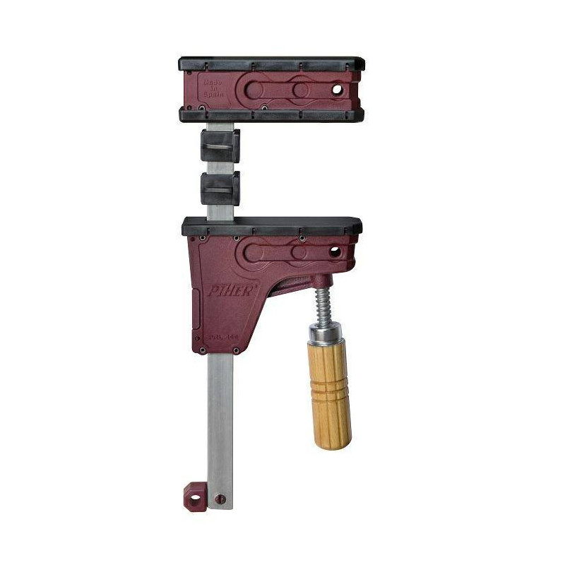 P02680 Ścisk pełnopowierzchniowy PRL-80 c max. siła nacisku 400 kg , ramię 8 cm, szyna 18x7mm, rękojeść drewniana PIHER