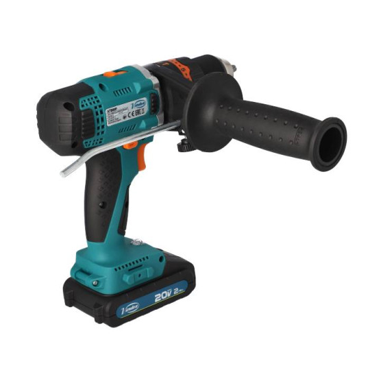 ATB80P Wiertarko-wkrętarka udarowa 20V + 2 szt bateria 2.0 Ah VIRUTEX