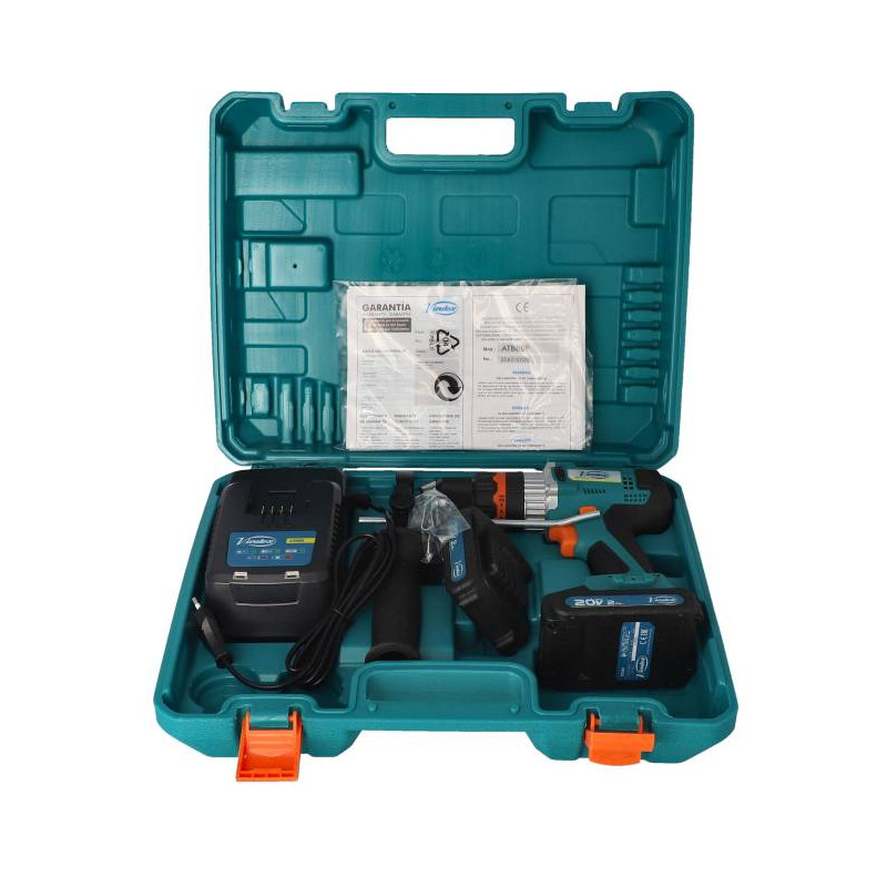 ATB80P Wiertarko-wkrętarka udarowa 20V + 2 szt bateria 2.0 Ah VIRUTEX