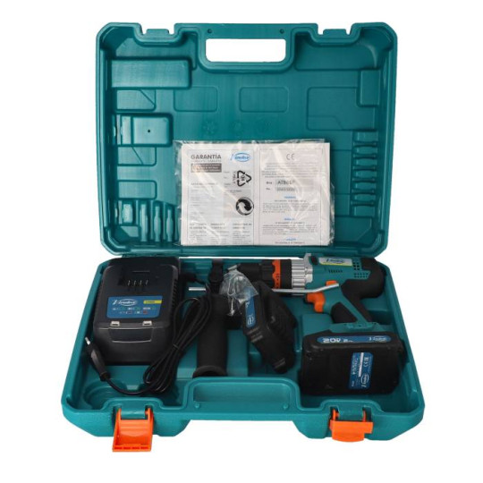 ATB80P Wiertarko-wkrętarka udarowa 20V + 2 szt bateria 2.0 Ah VIRUTEX