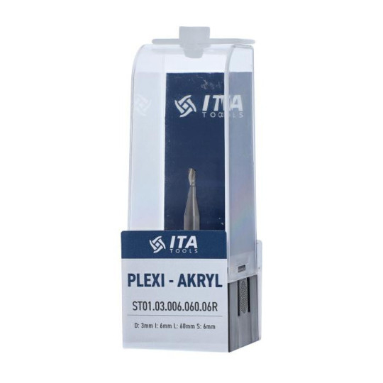 Frez VHM Z1 D:3 I:06 L:60 S:6 RH wyk. pozytyw plexi ITA TOOLS ST01.03.006.060.06RE