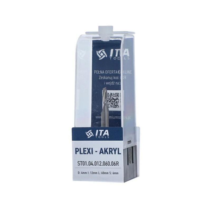 Frez VHM Z1 D:4 I:12 L:60 S:6 RH wyk. pozytyw plexi ITA TOOLS ST01.04.012.060.06RE