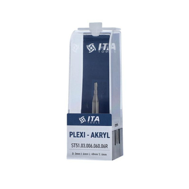 Frez VHM Z1 D:3 I:06 L:60 S:6 RH wyk. negatyw plexi ITA TOOLS ST51.03.006.060.06RE
