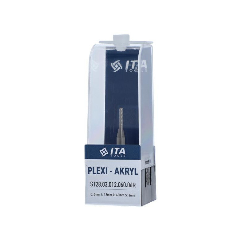 Frez VHM Z1 D:3 I:12 L:60 S:6 RH wyk. pozytyw łagodny kąt spirali plexi ITA TOOLS ST28.03.012.060.06RE