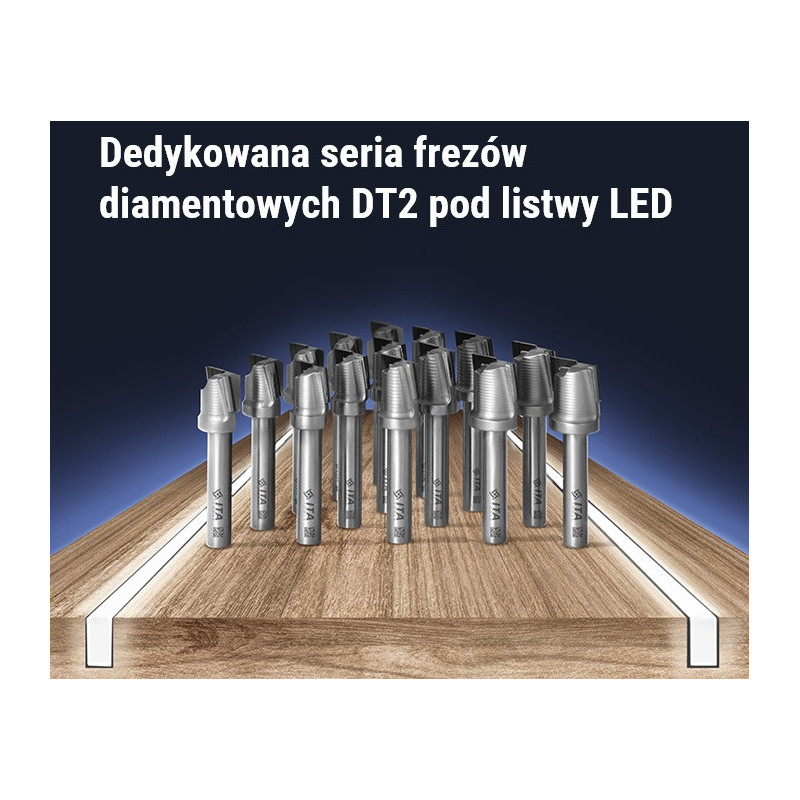 Frez diamentowy do kanał&oacute;w LED  Z2+1 D18 I12 S8 L63 RH H2,5 poz./neg. ITA TOOLS DT2.18.012.08.0SR