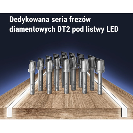 Frez diamentowy do kanał&oacute;w LED  Z2+1 D18 I12 S8 L63 RH H2,5 poz./neg. ITA TOOLS DT2.18.012.08.0SR