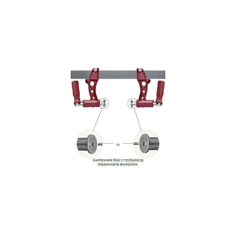 Ścisk stolarski / spawalniczy Maxipress odwr&oacute;cony F100 max. siła nacisku 900 kg , ramię 12 cm, szyna 35x8 mm - PIHER P60510