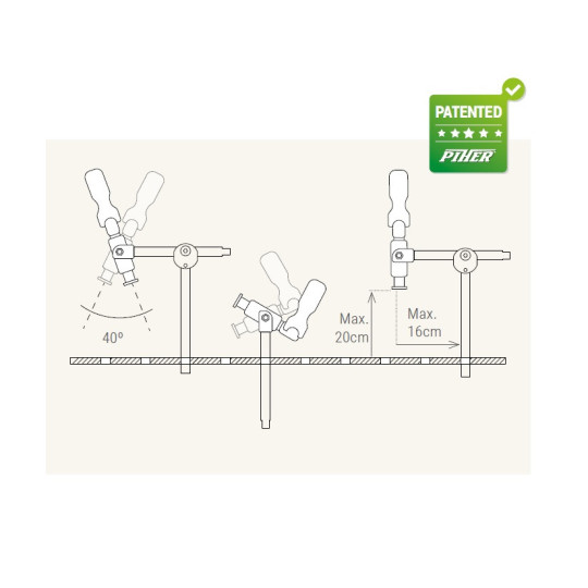 Zacisk spawalniczy z prętem okrągłym do stołu spawalniczego , średnica pręta 16 mm. - PIHER P19100