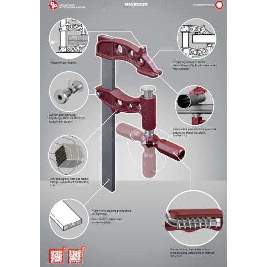 Ścisk stolarski / spawalniczy MAXIPRESS F PIHER P60150