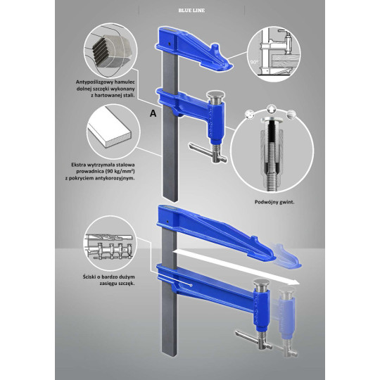 Ścisk tłokowy BLUE LINE E-40 cm PIHER P03040 Ścisk tłokowy BLUE LINE E-40 cm PIHER P03040
