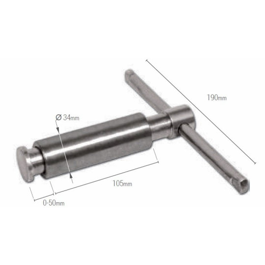 Sztyft dociskowy 105x34 mm do wspawania, rękojeść T - PIHER P94330