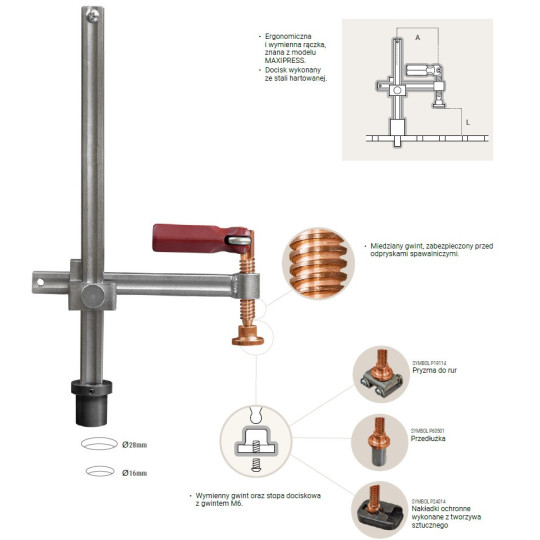 Docisk spawalniczy TCS-16 - PIHER P19090