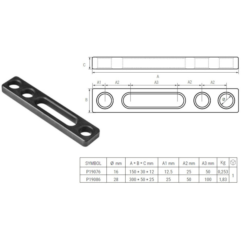 Ogranicznik do stoł&oacute;w spawalniczych 16 mm 150x30x12 PIHER P19076