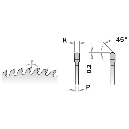 281.672.12M Piła tarcza chromowana wyciszona z zębem typu trapez - prosty CMT