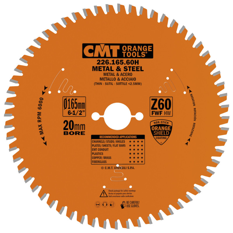 226.165.60H Piła tarcza HM 165x20x1,6/1,2 Z-608°FWF CMT