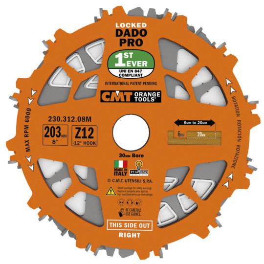 230.312.08M Piła tarcza HW D203 F30 Z12 FTG+ATB PTFE CMT