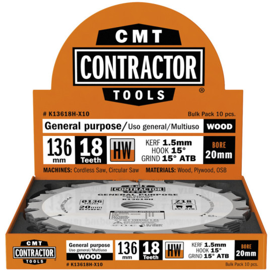 K13618H-X10 Piła tarcza D-136 K-1,5 F-20 Z-18 15ATB CMT