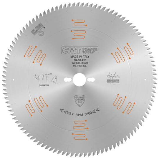 281.708.14M Piła tarcza chromowana wyciszona z zębem typu trapez - prosty CMT