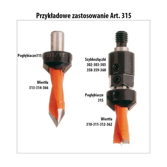 Pogłębiacz do wierteł z 2 spiralami Pogłębiacz do wierteł z 2 spiralami