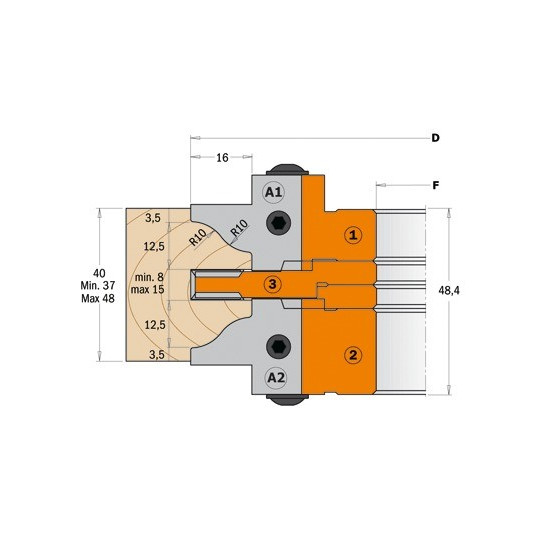 Zestaw głowic typu profil-kontrprofil