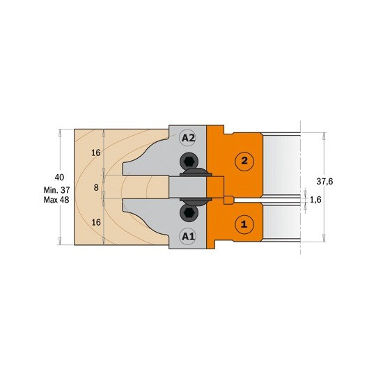 Zestaw głowic typu profil-kontrprofil