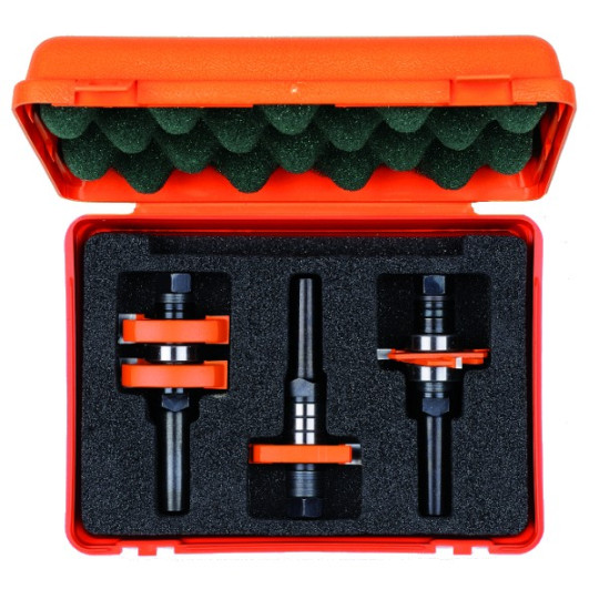 Zestaw regulowanych frez&oacute;w do łączenia na pi&oacute;ro i wpust