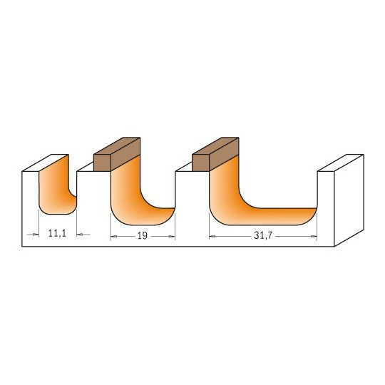 Frez do korytek i czasz z łożyskiem