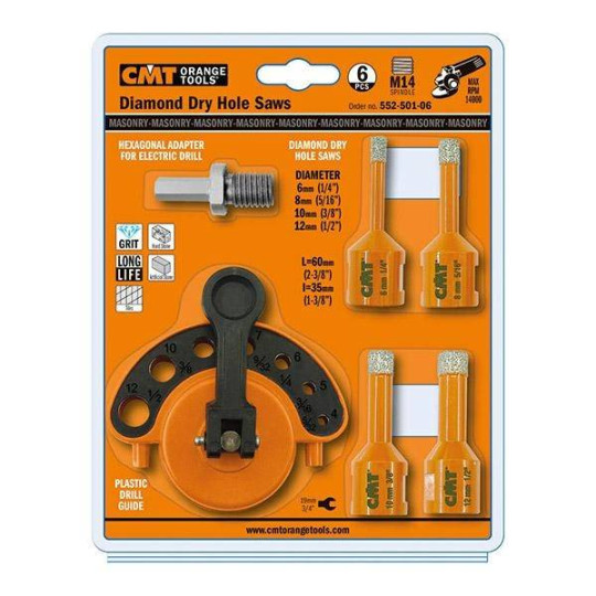 552-GUIDE Prowadnica do otwornic 4-12 mm 7 otwor&oacute;w o średnicy 4,5,6,7,8,10,12 CMT