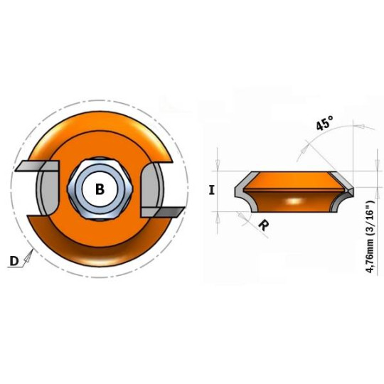 822.029.11 Ostrze F-8 D-38x12,7 R-4,76 45 stopni CMT