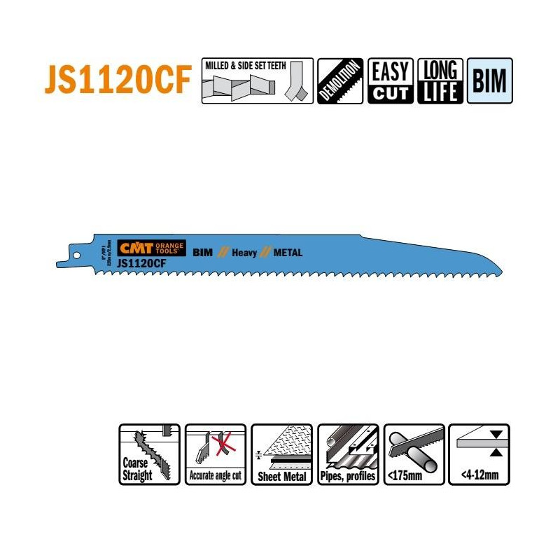JS1120CF-5 Piła szablasta L 225 I 205 H 22 K 1,60 TS -2,9 5 szt. CMT