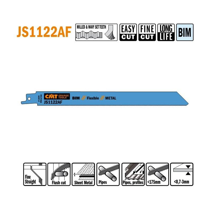 JS1122AF-5 Piła szablasta L 225 I 205 H 19 K 0,90 TS 90 1 5 szt. CMT