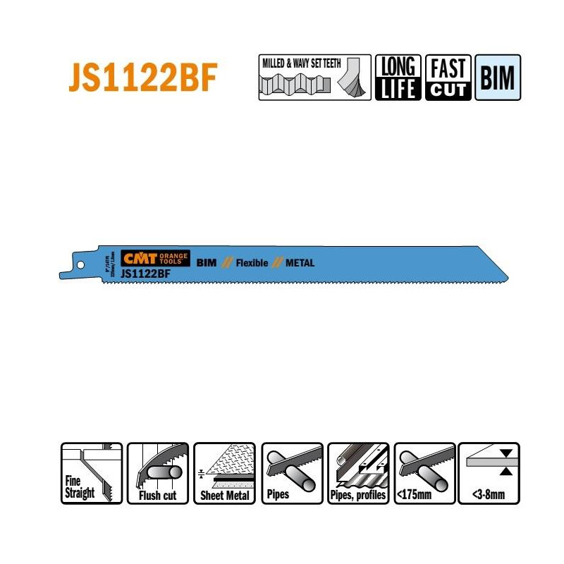 JS1122BF-5 Piła szablasta L 225 I 205 H 19 K 0,90 TS -1,8 5 szt. CMT