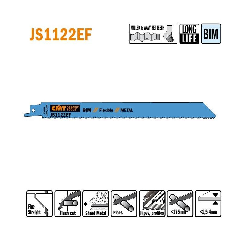 JS1122EF-5 Piła szablasta L 225 I 205 H 19 K 0,90 TS -1,4 5 szt. CMT