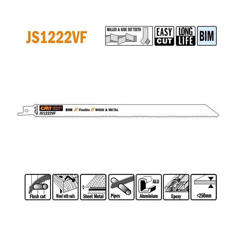 JS1222VF-5 Piła szablasta L 300 I 280 H 19 K 0,90 TS 1,8-2,6 5 szt. CMT