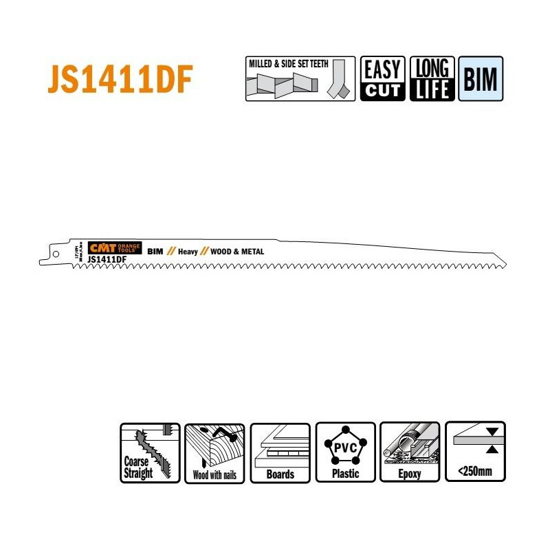 JS1411DF-5 Piła szablasta L 300 I 280 H 19 K 1,25 TS -4,3 5 szt. CMT