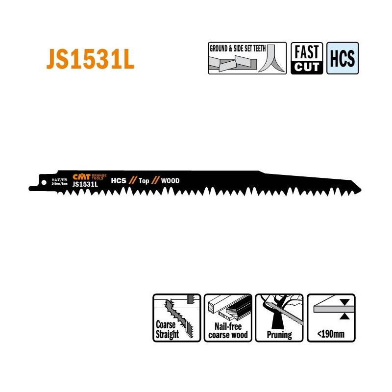 JS1531L-5 Piła szablasta L 240 I 220 H 19 K 1,50 TS -5 55 szt. CMT