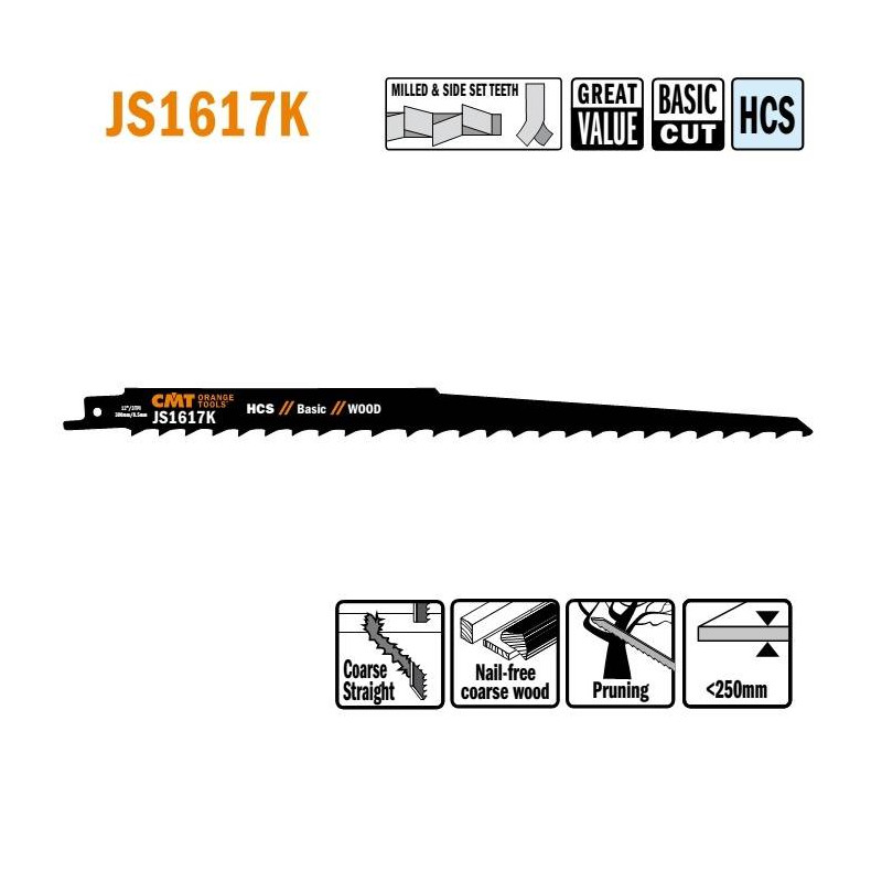 JS1617K-5 Piła szablasta L 300 I 280 H 19 K 1,25 TS 8,5 5 szt. CMT