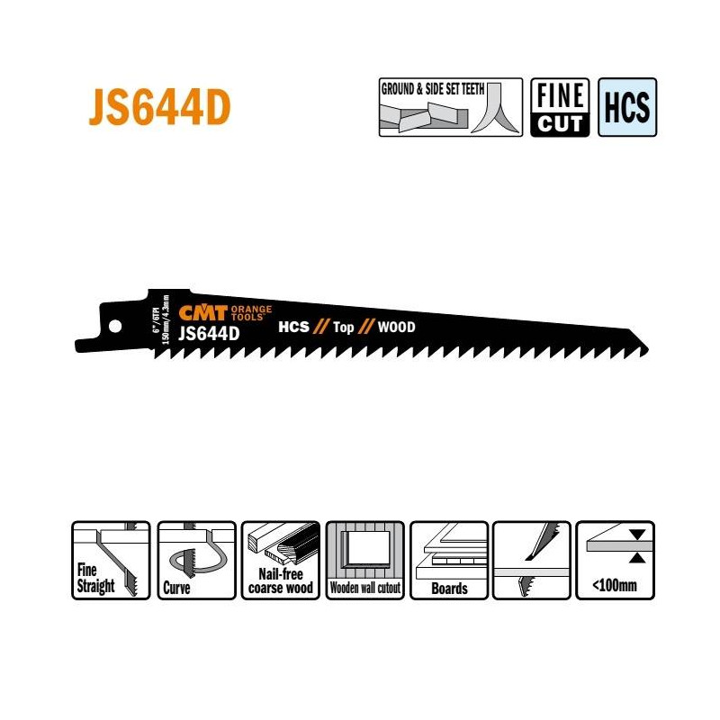 JS644D-5 Piła szablasta L 150 I 130 H 19 K 1,25 TS -4,3 5 szt. CMT