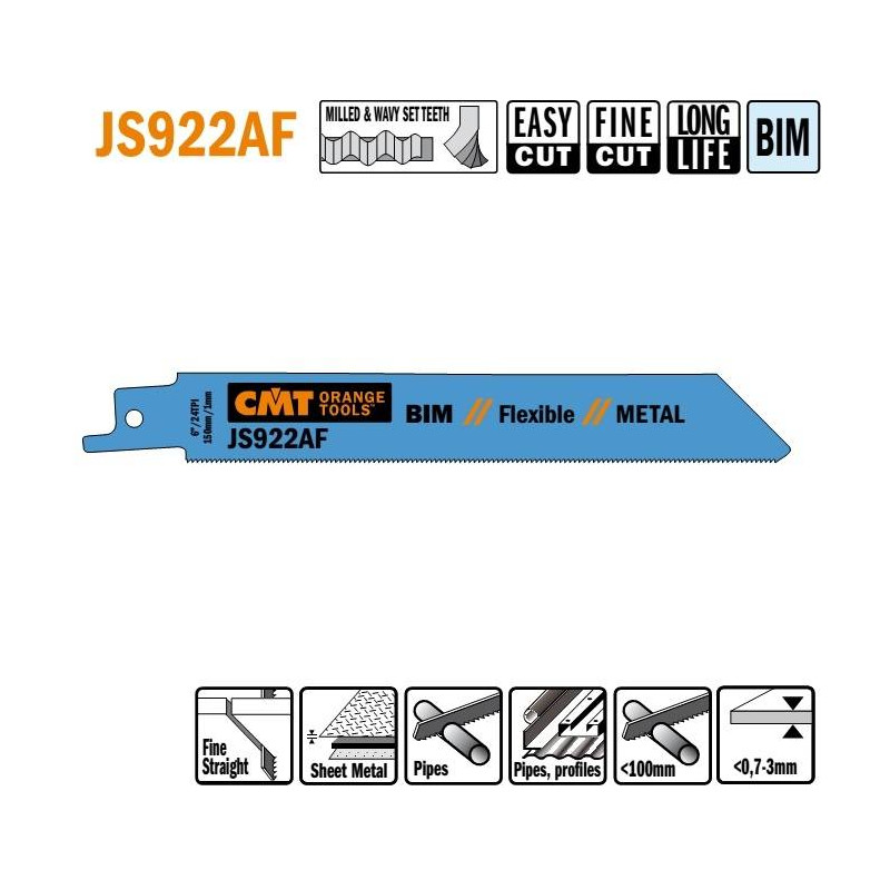 JS922AF-5 Piła szablasta L 150 I 130 H 19 K 0,90 TS 90 1 5 szt. CMT