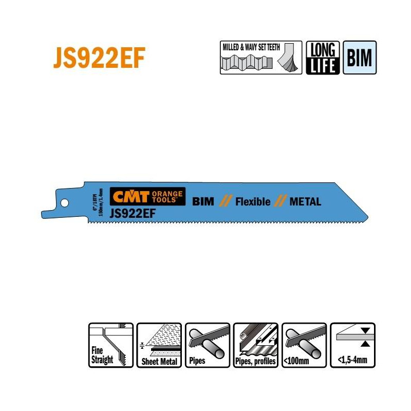 JS922EF-5 Piła szablasta L 150 I 130 H 19 K 0,90 TS -1,4 5 szt. CMT