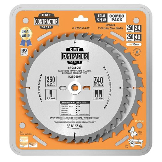 K250M-X02 Zestaw 2 pił tarcz HM D-250 K25024M + K25040M CMT