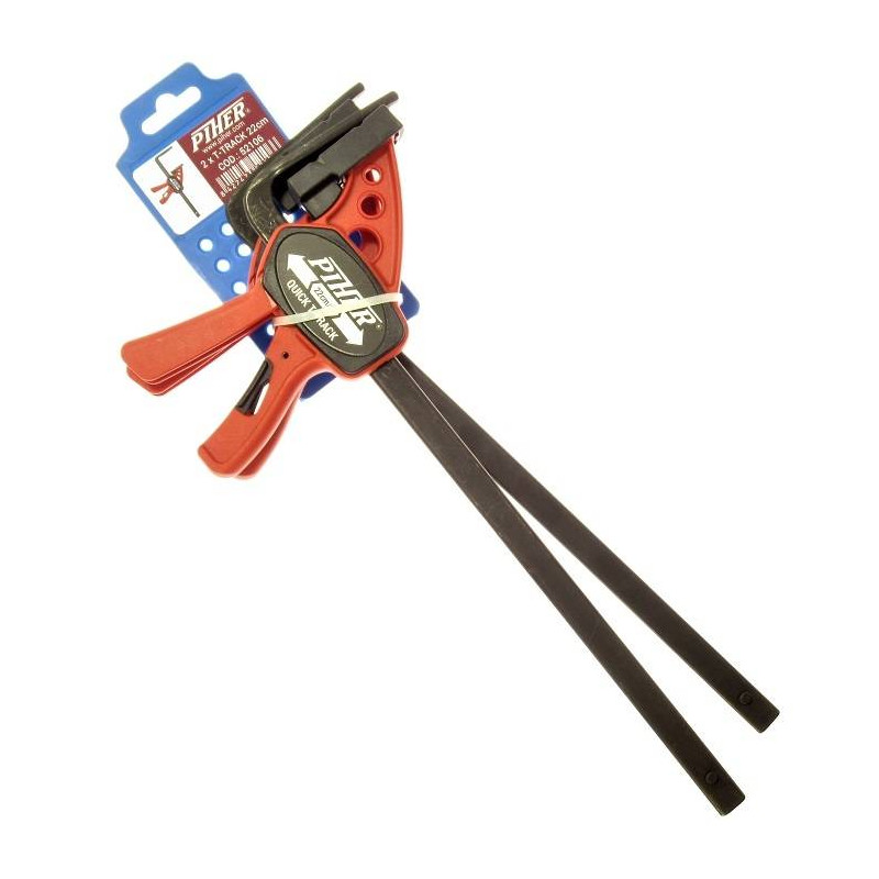P52106 Zestaw 2szt ścisk stołowy QUICK 22 cm do szyny, listwy prowadzącej PIHER