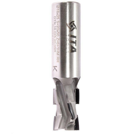 DTN.18.025.20.0SR Frez diamentowy Z2+1 D-18 I- 25 L- 84 S-20x50 RH6PCD+1HM H2,5 4 spirale korpus-STAL ITA TOOLS